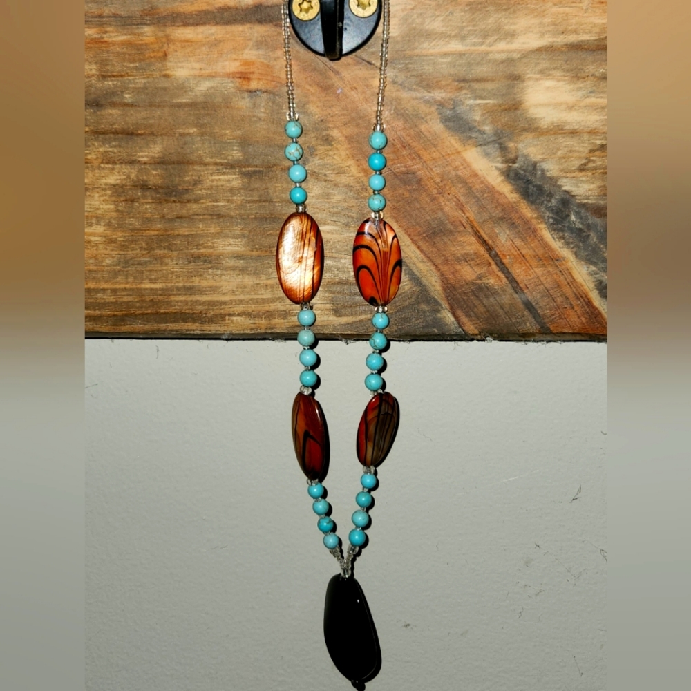 Agate beaded necklace, "SavioLight"